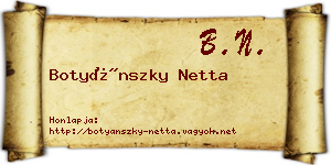 Botyánszky Netta névjegykártya